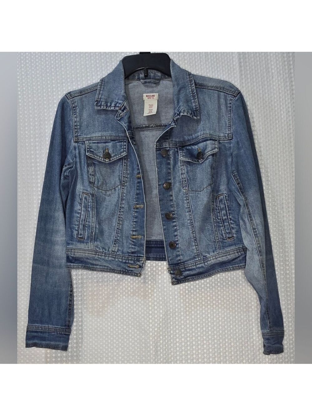 Mossimo Cropped Trucker Jacket Classic Blue Jean Jacket Casual Layering - Picture 7 of 14
